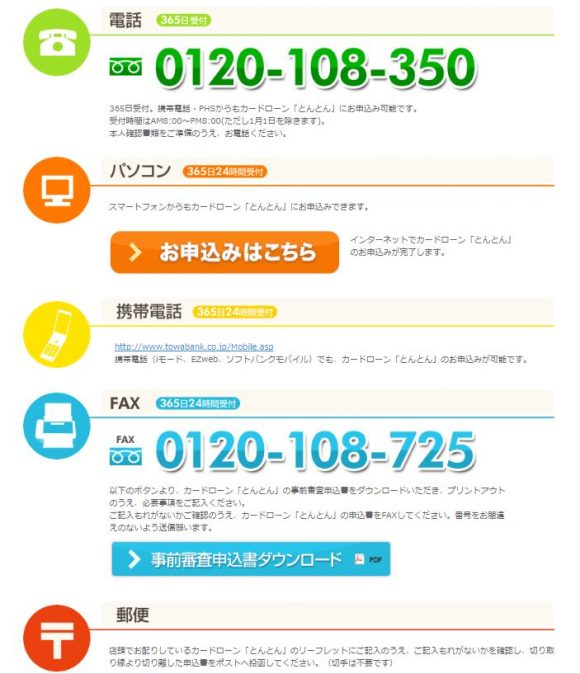 東和銀行カードローン 申し込み方法